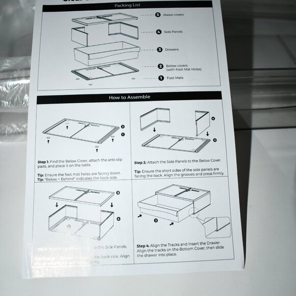 DELAMU Stackable Drawer Organizer – 2-Pack Clear Countertop Storage Bins with Li - Picture 3 of 4